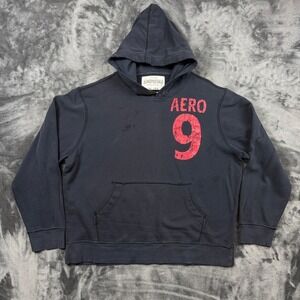 Aeropostale Hoodie Mens XL Navy Blue Aero 9 Phys Ed Graphic Pullover Sweatshirt